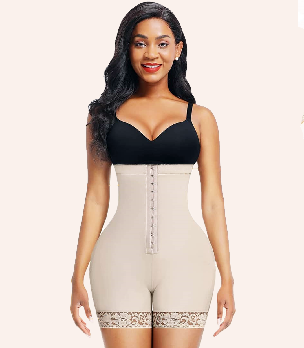 Royal's slim, postpartum shapewear with open crotch, hooks, and